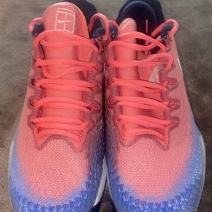 Blue and coral Nikes